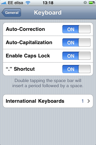 Enabling Caps Lock from the iPhone Settings