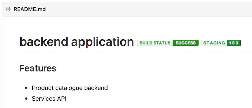 Application build and deployment badges