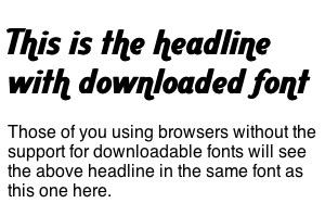 Headline with downloaded font